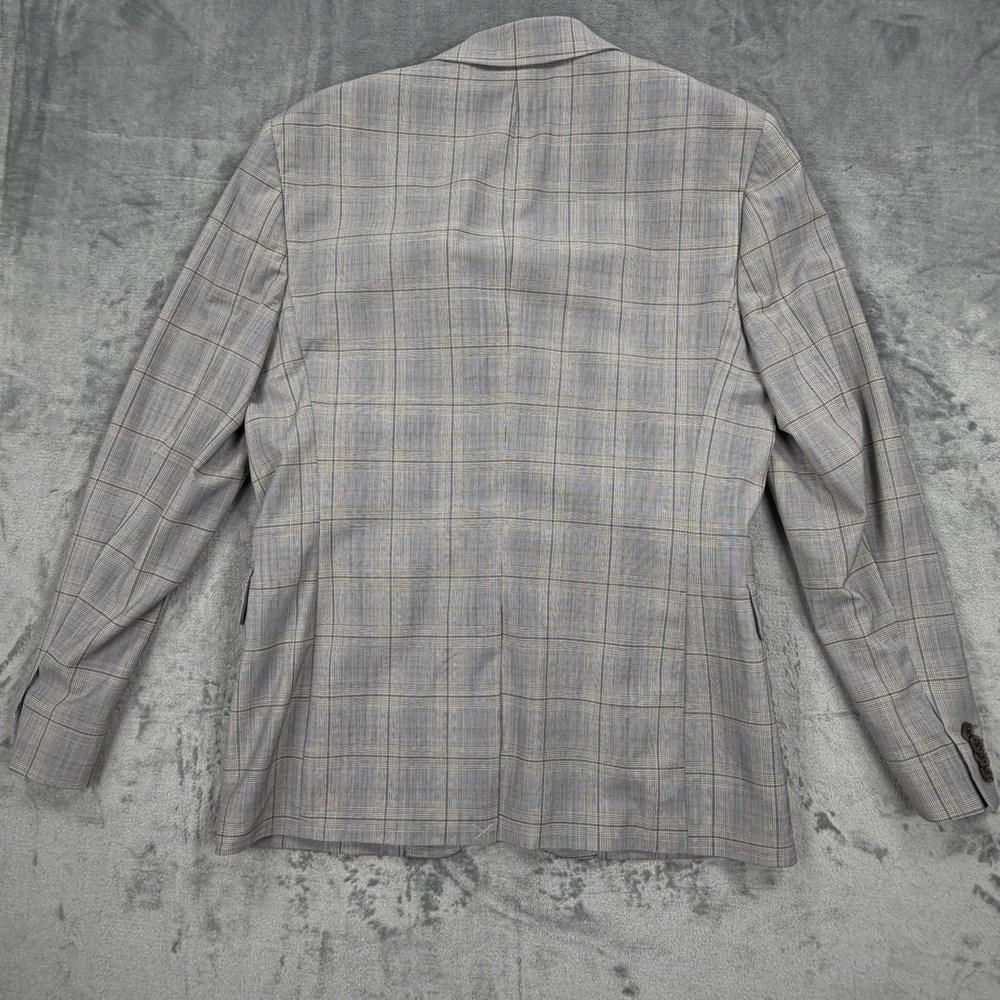 Express Mens Blazer 40R Extra Slim Gray Plaid 4 Way Stretch Wool Sport Coat NWT - Picture 2 of 11